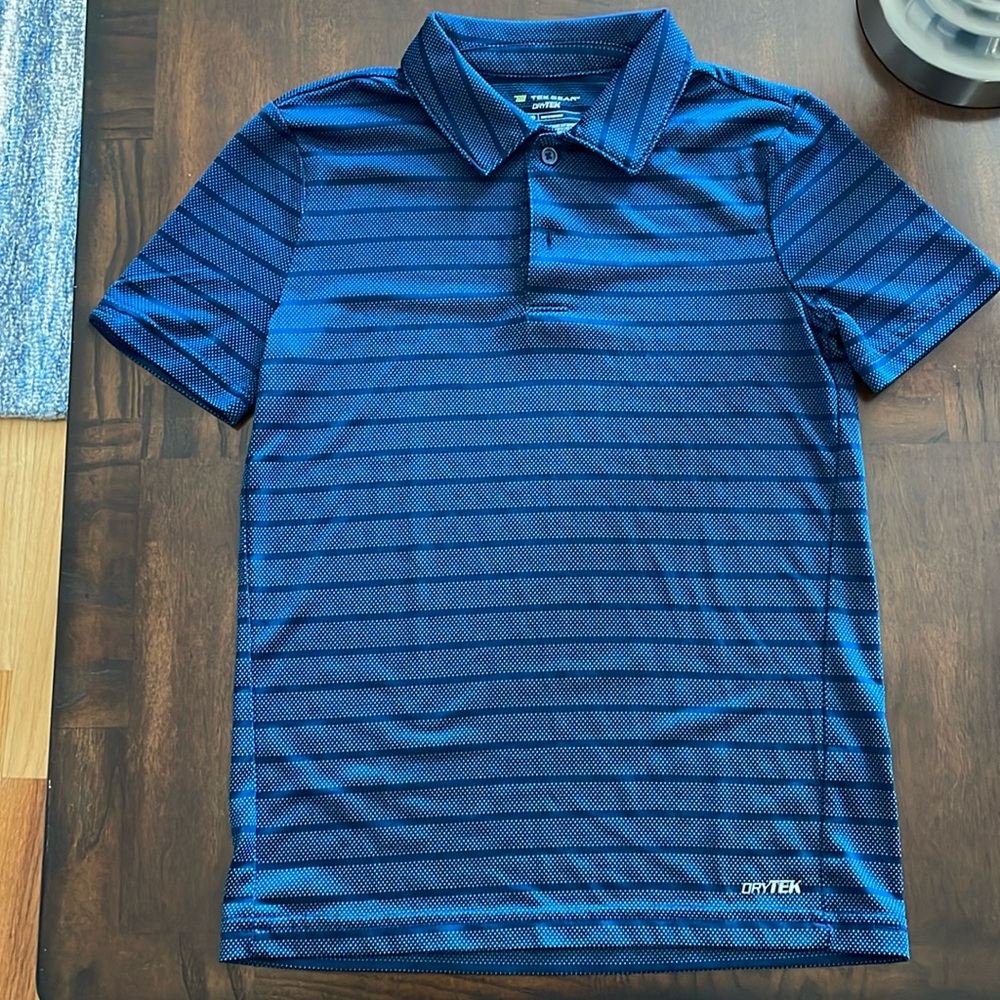 Navy blue stripped collard shirt